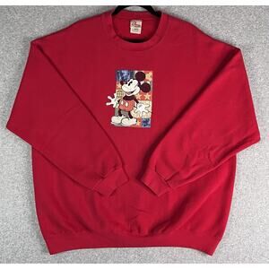 Disney Mickey Mouse Red Crewneck Sweatshirt Men’s XXL Vintage Style